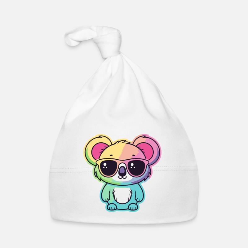 Regenbogen-Neon-Koala mit Brille Baby Bio-Mütze