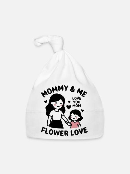 Mommy and Me Partnerlook Mom Daughter - Organic Baby Cap - white - Front