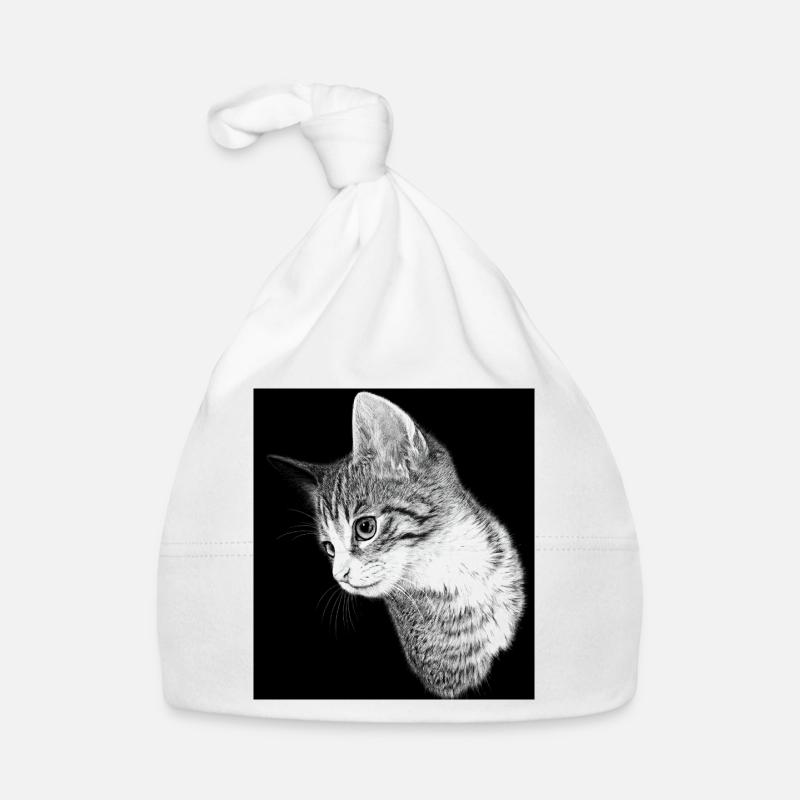 Silhouette de chat en noir et blanc Bonnet bio Bébé