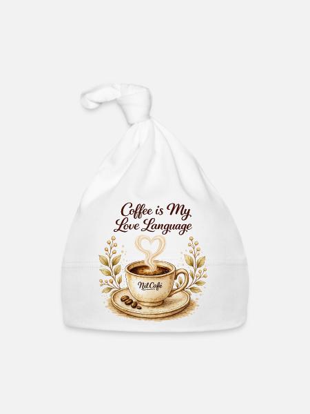 coffe_ist_my_live_language - Baby Bio-Mütze - Weiß - Vorne