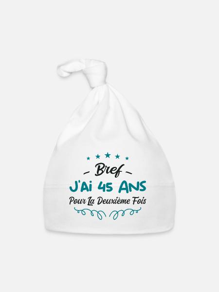bref j'ai un 45 ans pour la deuxième fois - Bonnet bio Bébé - blanc - Devant