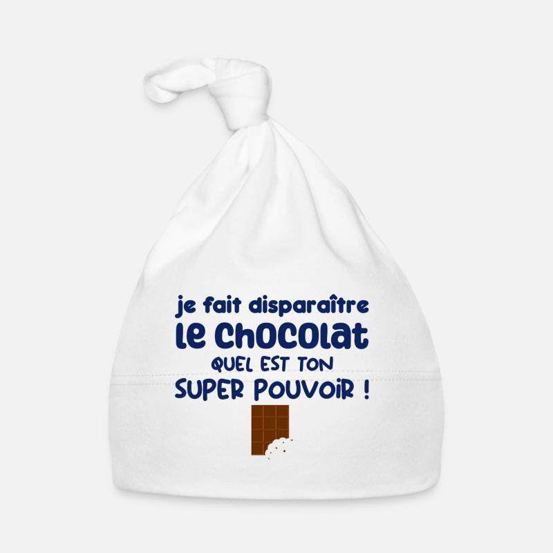 Disparaître le chocolat - Bonnet bio Bébé - blanc