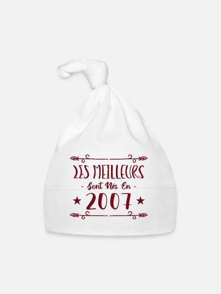 Les meilleurs sont nés en 2007 - Bonnet bio Bébé - blanc - Devant