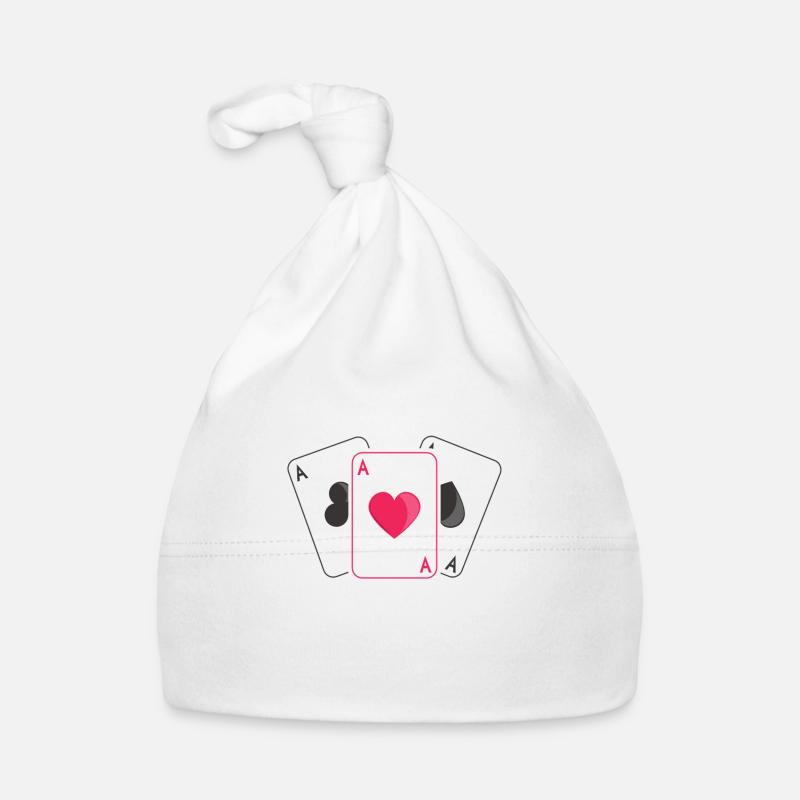 JEU DE CARTE AS DE PIQUE AS DE COEUR AS DE TRÈFLE - Bonnet bio Bébé - blanc