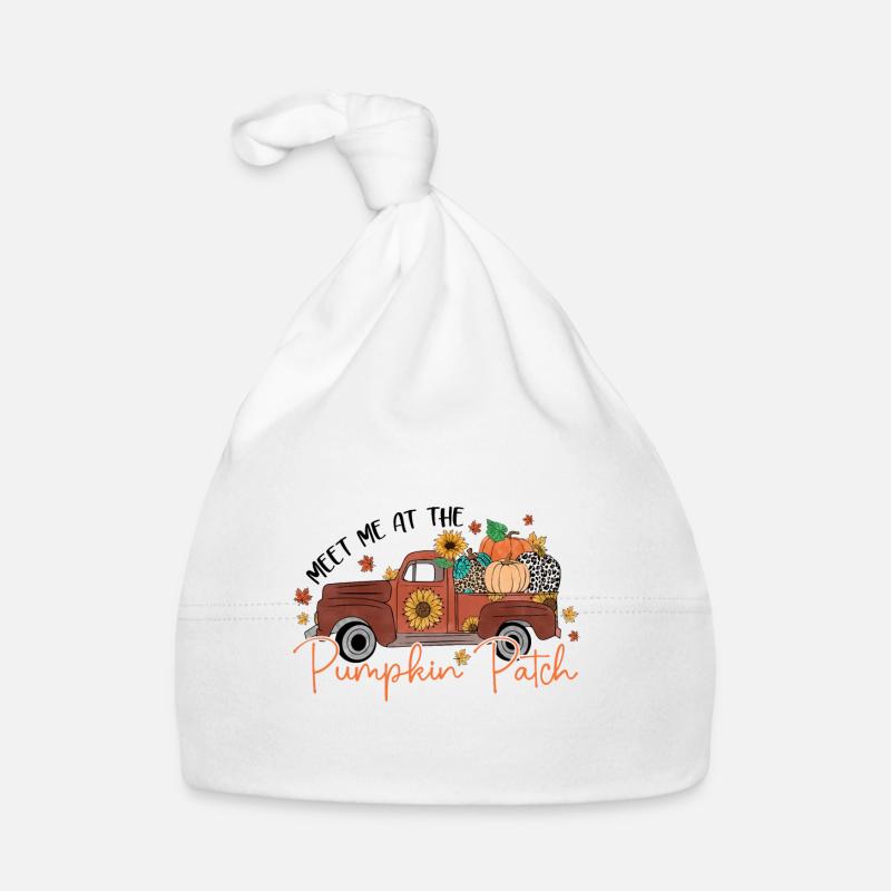 Meet me at Pumpkin Patch - Organic Baby Cap - white