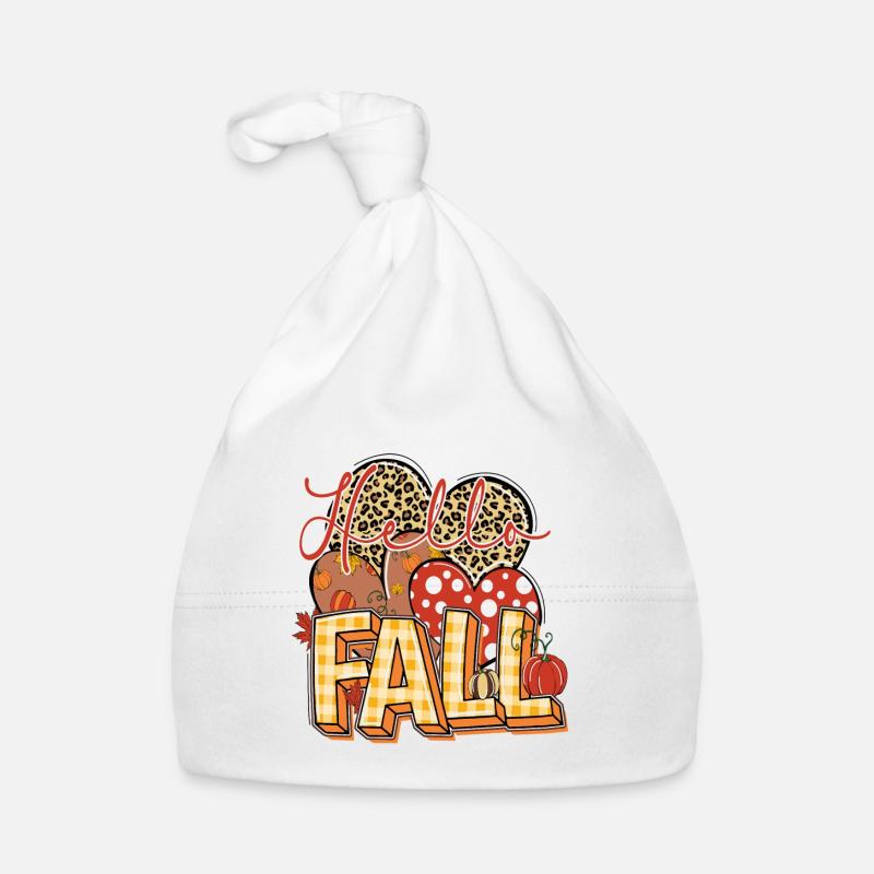 Hello Fall, Happy Fall y'all - Organic Baby Cap - white
