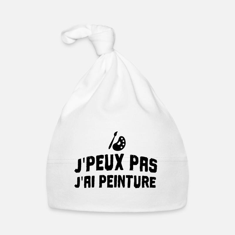 I can't paint - Organic Baby Cap - white