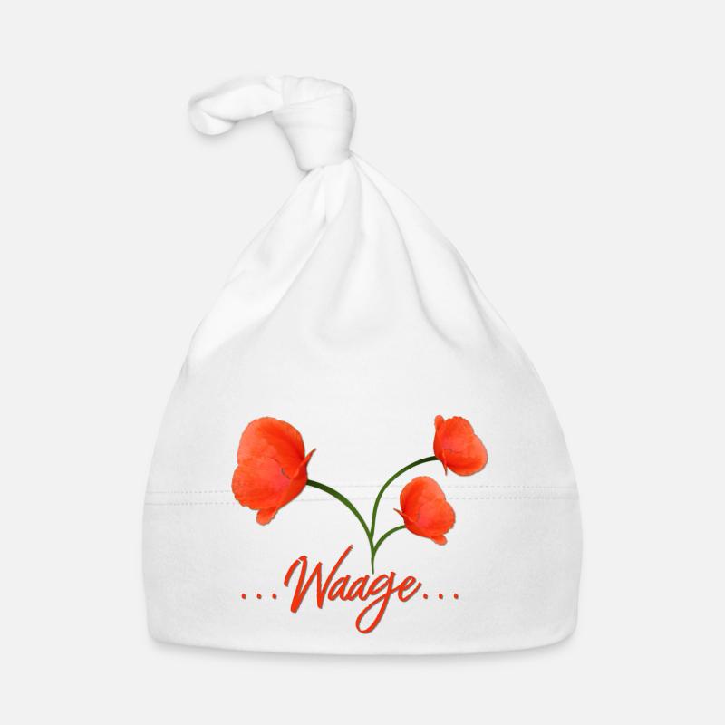 Waage Sternzeichen Waage Libra Mohn Klatschmohn Baby Bio-Mütze