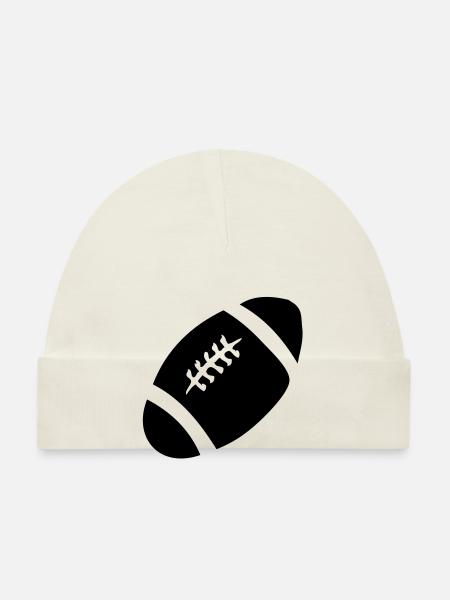 ballon foot americain rugby - Bonnet bio Bébé - blanc - Devant