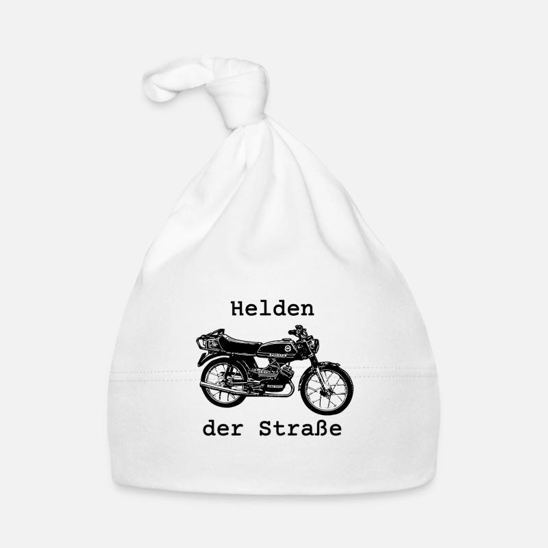 Helden der Straße Zündapp ZD 50 TS 25 km/h Mofa - Baby Bio-Mütze - Weiß