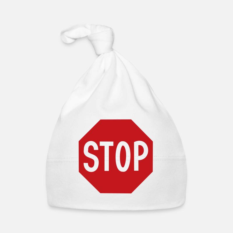 STOP Stoppschild Auto Fuehrerschein Autobahn Baby Bio-Mütze