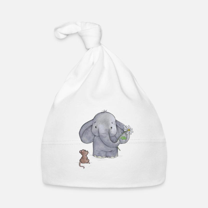 Éléphanteau avec fleur Bonnet bio Bébé