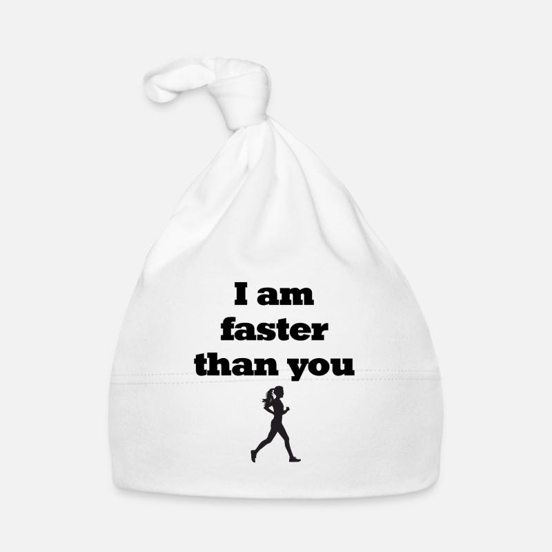 I am faster than you runner black Organic Baby Cap