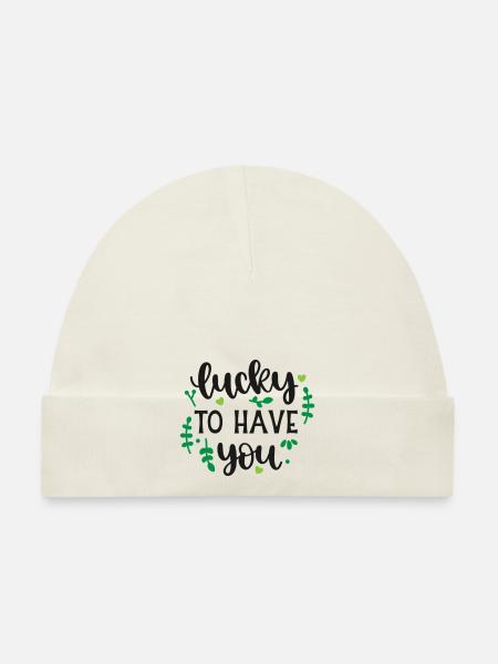Lucky To Have You SVG Cut File - Baby Bio-Mütze - Weiß - Vorne