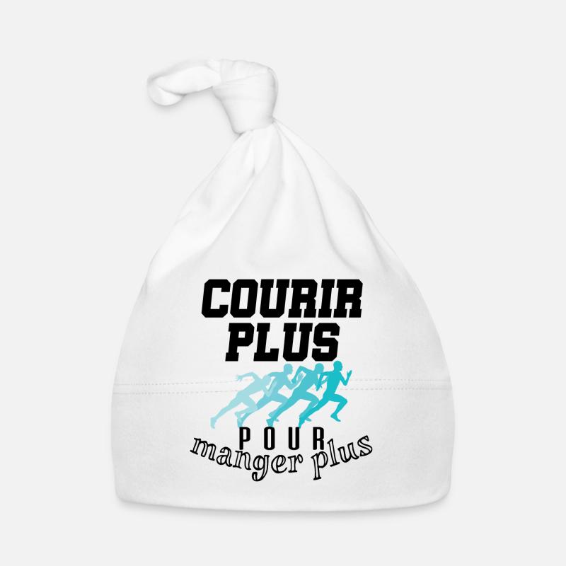 Courir Plus Run Running Manger Humour Fun - Bonnet bio Bébé - blanc