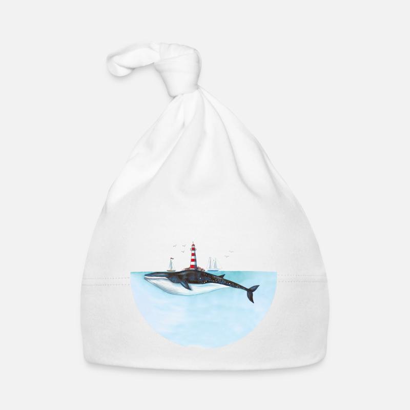 Lighthouse Whale Organic Baby Cap