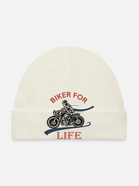Biker for life, motorcycle passion biker Motard gift - Organic Baby Cap - white - Front