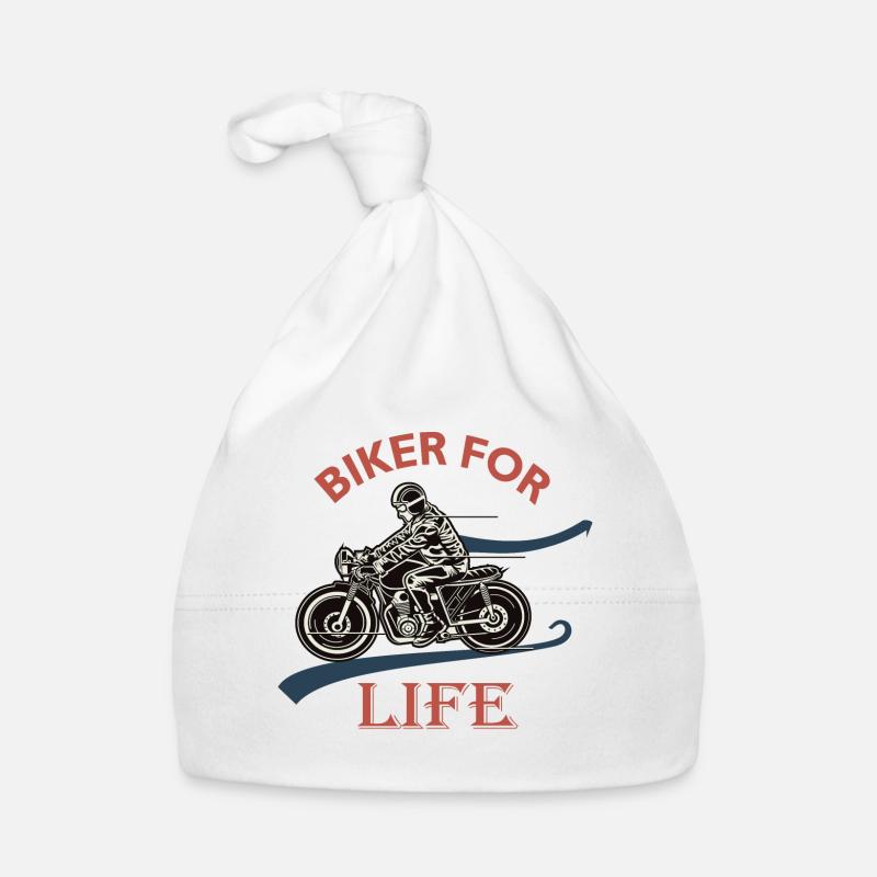 Biker for life, passion moto biker cadeau Motard - Bonnet bio Bébé - blanc