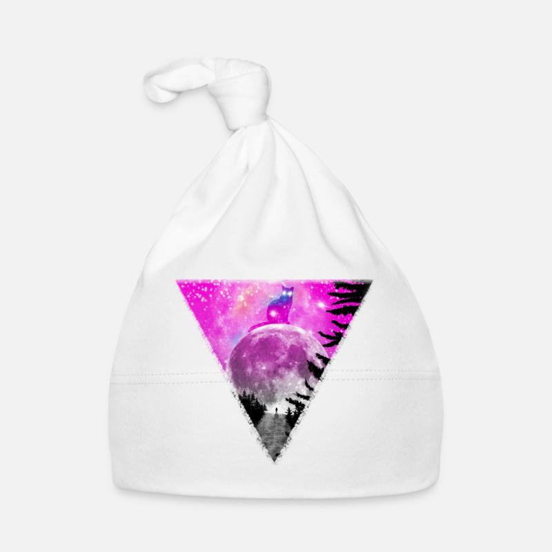 Chat géant sur la lune. Bonnet bio Bébé