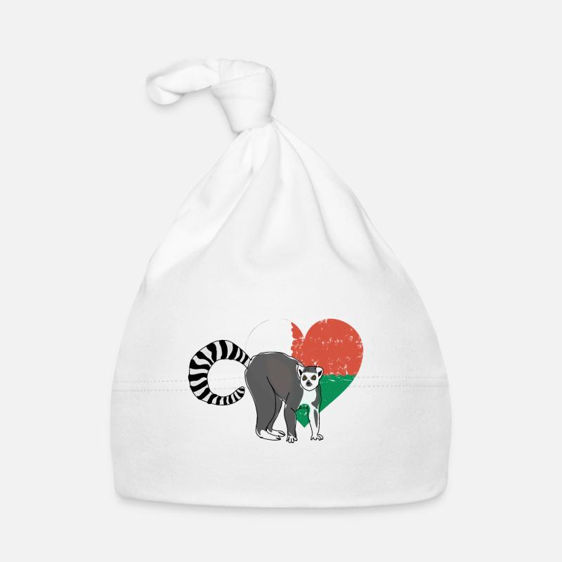 Madagascar lémurien sur drapeau malgache Bonnet bio Bébé