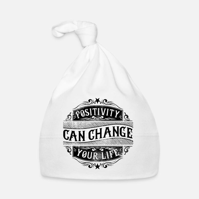La pensée positive change la vie - Bonnet bio Bébé - blanc
