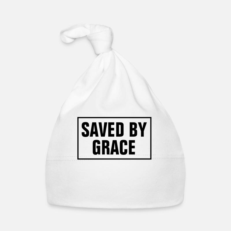 Saved By Grace - Christian - Organic Baby Cap - white