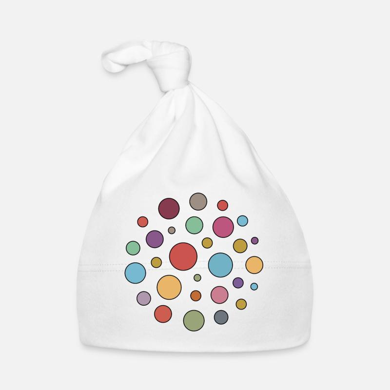 Bunte Punkte - Baby Bio-Mütze - Weiß