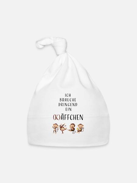 Ich brauche dringend ein (K)Äffchen - Geschenkidee - Baby Bio-Mütze - Weiß - Vorne