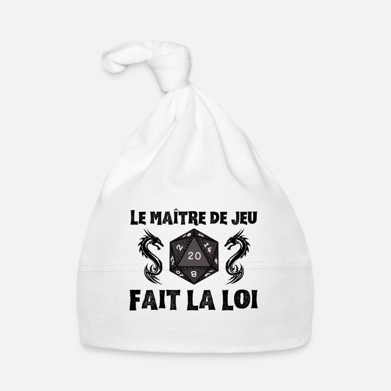 Maître du jeu de rôle donjons D20 M J dragons JDR - Bonnet bio Bébé - blanc
