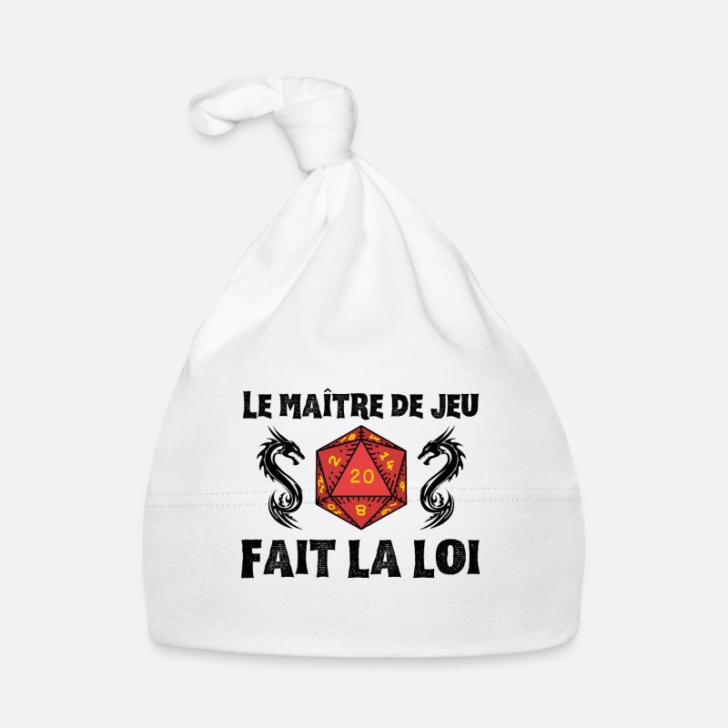 Maître du jeu de rôle donjons D20 M J dragons JDR - Bonnet bio Bébé - blanc