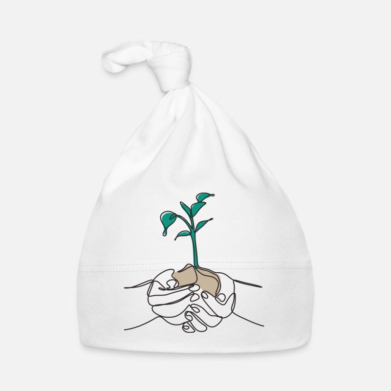 One Line Leaf black Baby Bio-Mütze