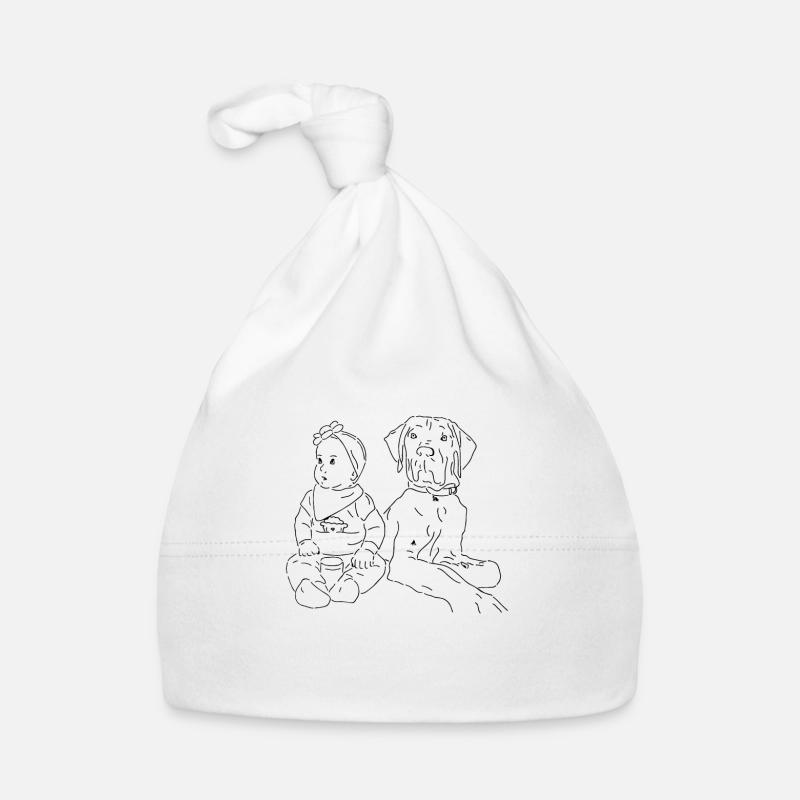 Bébé avec chien Bonnet bio Bébé