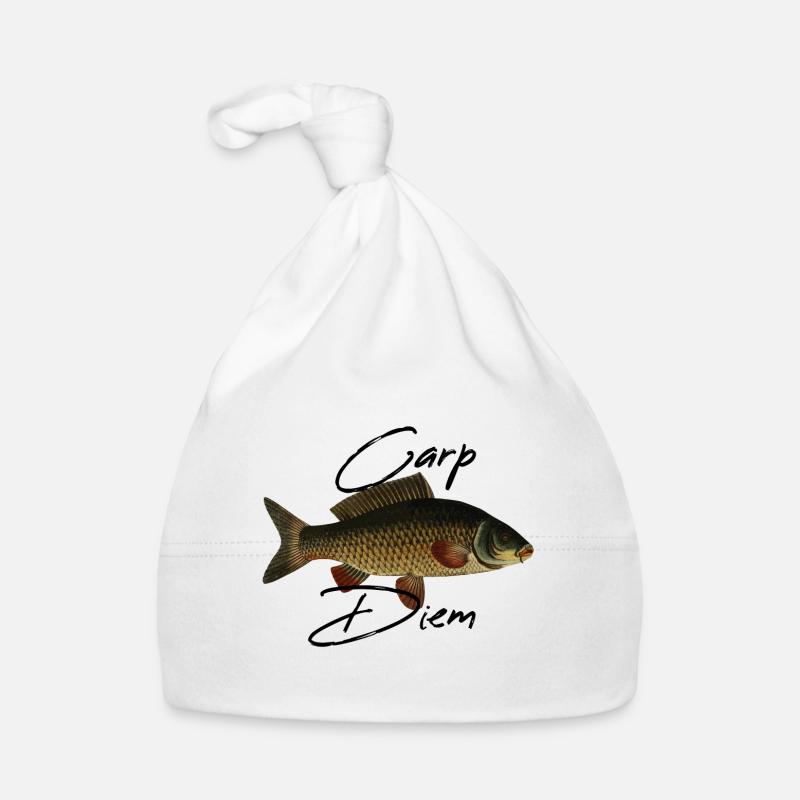 Carpe Diem! Carpe drôle pour les pêcheurs - Bonnet bio Bébé - blanc
