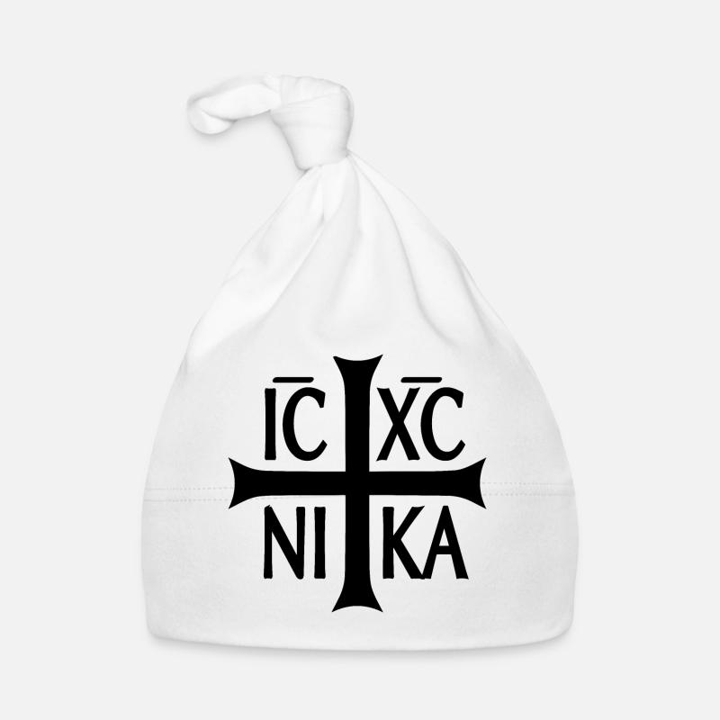 Christogramme Jésus-Christ conquiert Bonnet bio Bébé