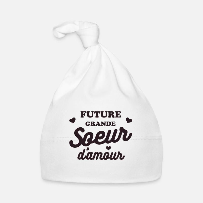 FUTURE GRANDE SOEUR D'AMOUR - Bonnet bio Bébé - blanc
