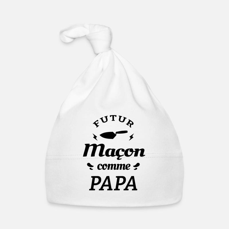 FUTUR MAÇON COMME PAPA - Bonnet bio Bébé - blanc