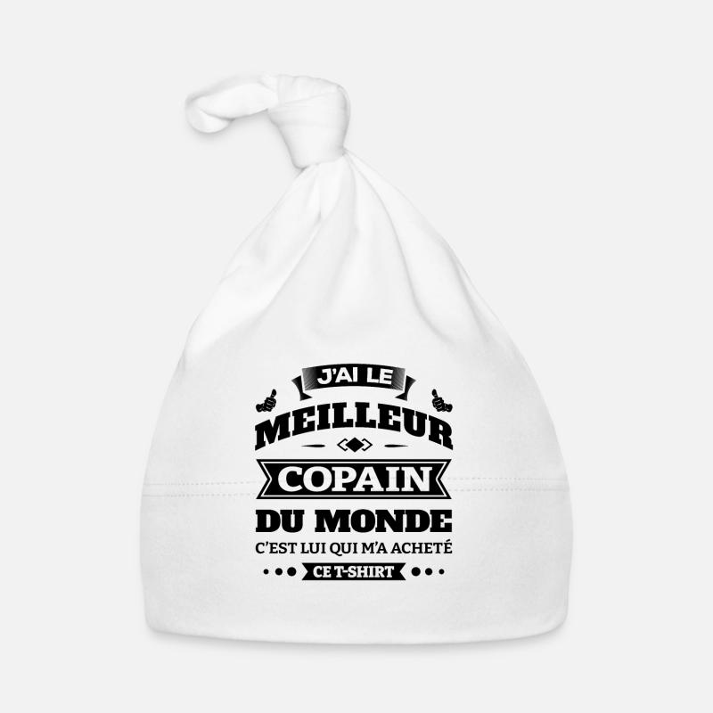 J'AI LE MEILLEUR COPAIN DU MONDE - Bonnet bio Bébé - blanc
