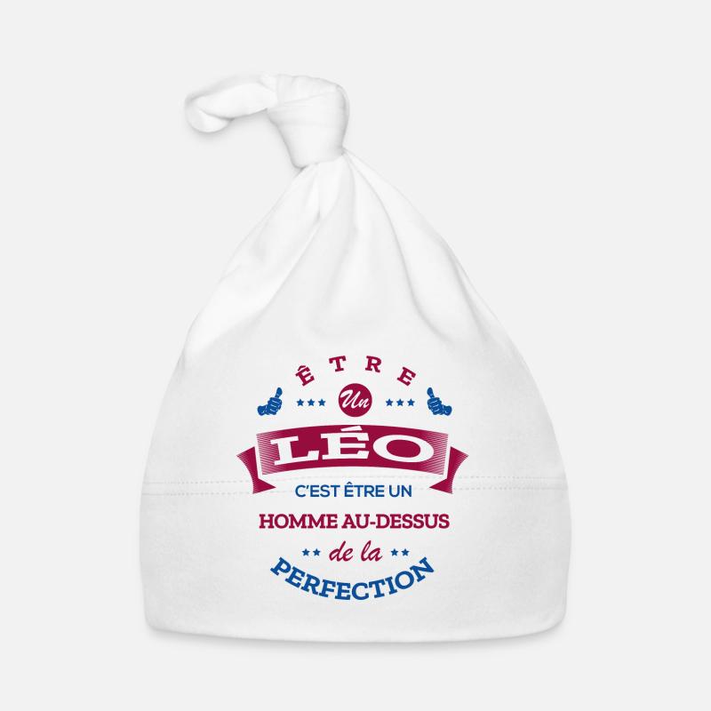 LEO PARFAIT - NOM LEO - Bonnet bio Bébé - blanc