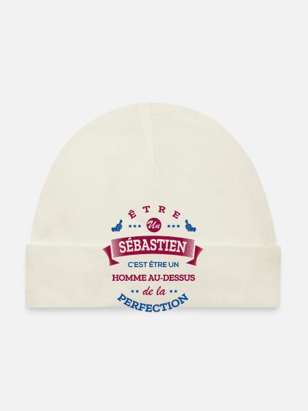 SÉBASTIEN PARFAIT - NOM SÉBASTIEN - Bonnet bio Bébé - blanc - Devant
