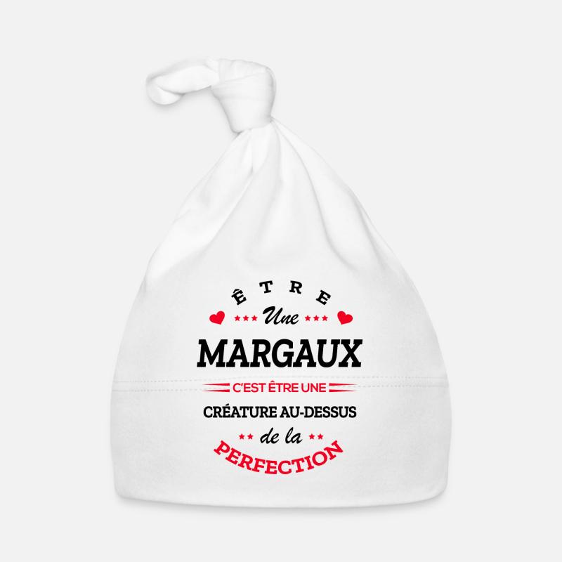 MARGAUX PARFAITE - NOM MARGAUX - Bonnet bio Bébé - blanc