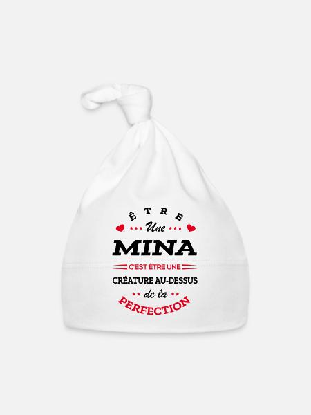 MINA PARFAITE - NOM MINA - Bonnet bio Bébé - blanc - Devant