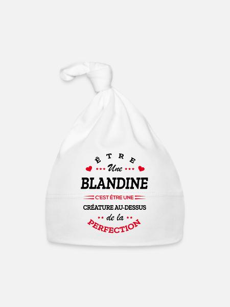 BLANDINE PARFAITE - NOM BLANDINE - Bonnet bio Bébé - blanc - Devant