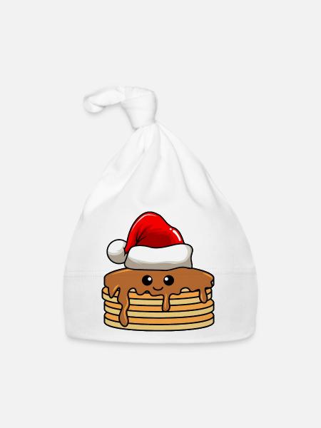 Pancake Weihnachten Comic Xmas - Baby Bio-Mütze - Weiß - Vorne