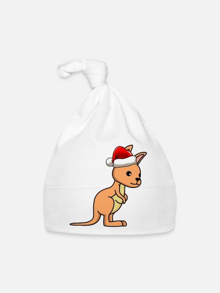 Kangaroo Comic Weihnachten - Baby Bio-Mütze - Weiß - Vorne