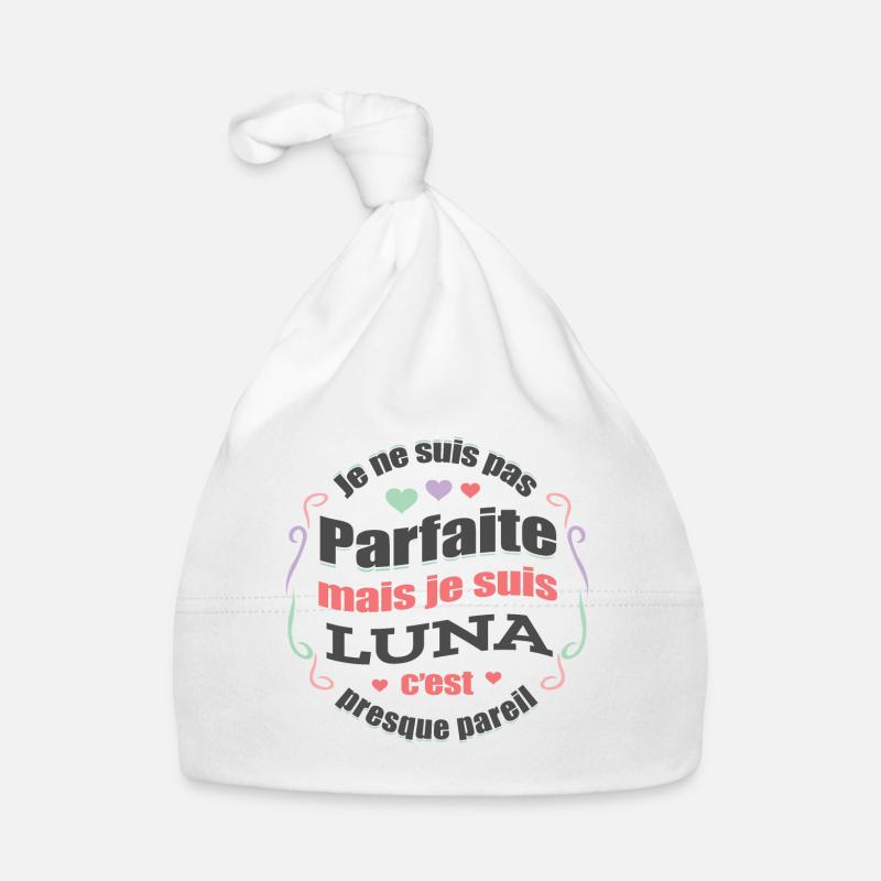 LUNA PARFAITE - PRENOM LUNA - Bonnet bio Bébé - blanc