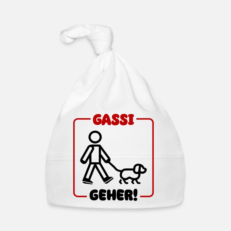 Gassi Gehen Hund - Baby Bio-Mütze - Weiß