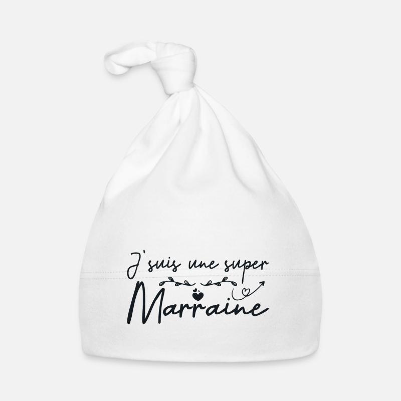 Je Suis Une Super Marraine - Bonnet bio Bébé - blanc