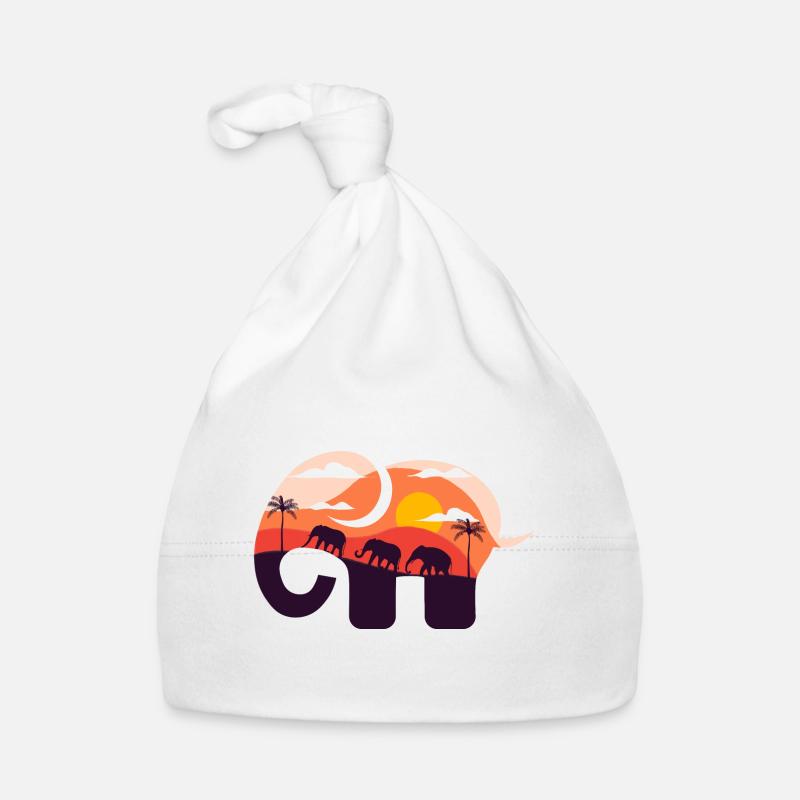 Elephant savannah sunset Organic Baby Cap