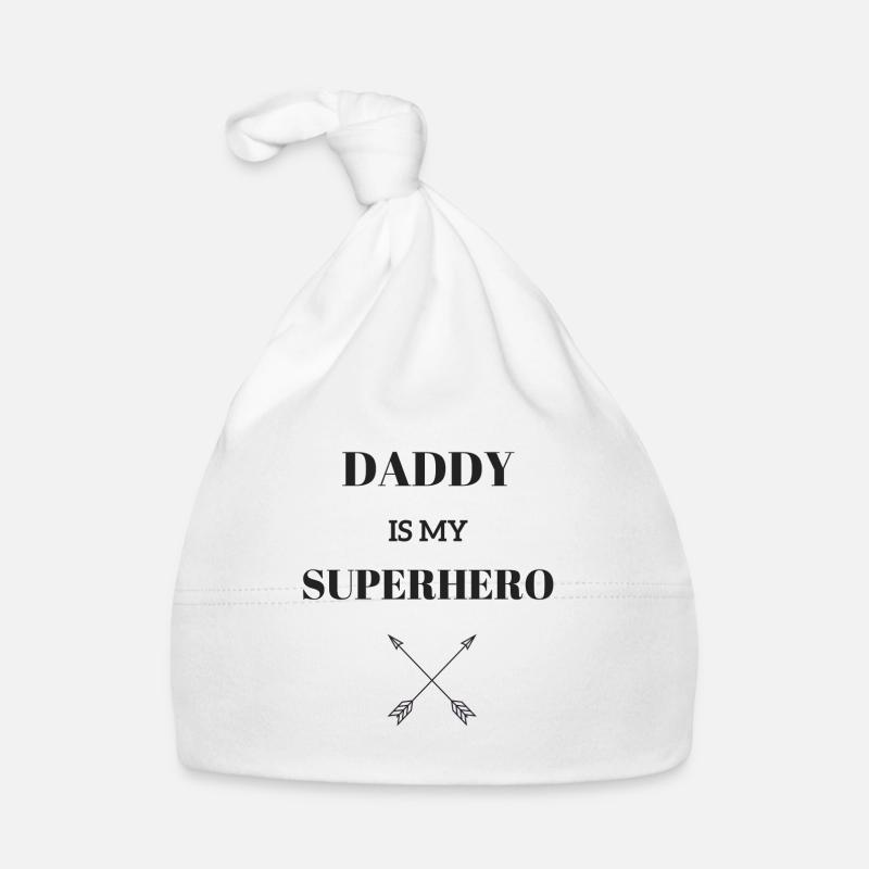 DADDY IS MY SUPERHERO / PFEIL - Baby Bio-Mütze - Weiß