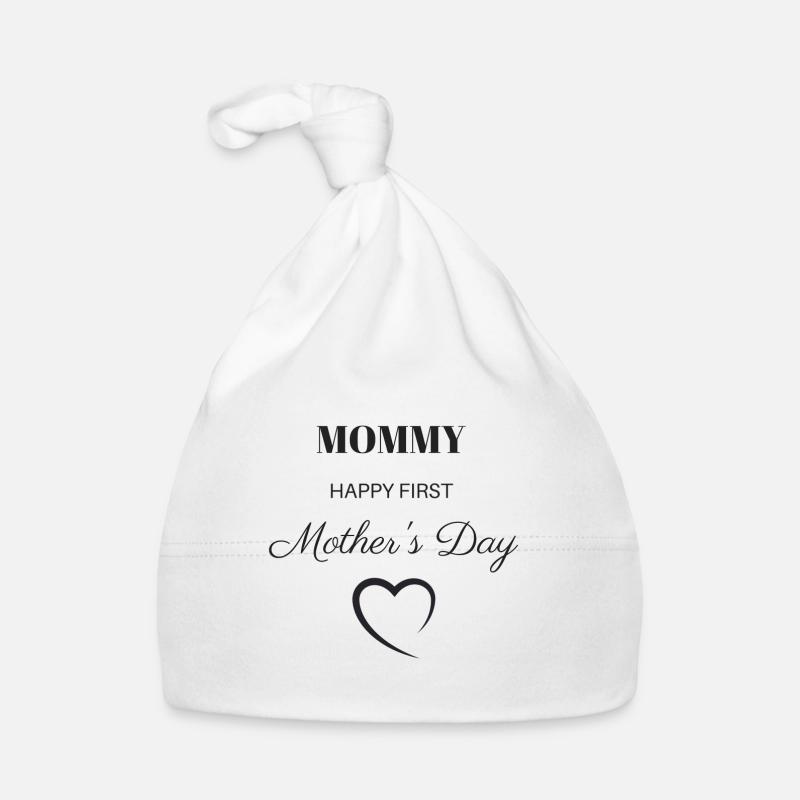 MAMAN HEUREUX PREMIER JOUR DE MÈRE / COEUR - Bonnet bio Bébé - blanc